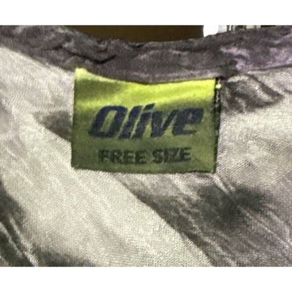 Olive Free Size Tie Dye Boho Tunic Dress Rayon India Purple Fringe Hem - Picture 3 of 4